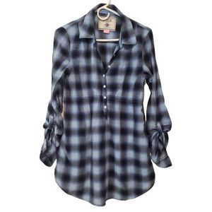 Women's Pink Line By Victoria Secret Blue an Black Plaid Top Size L